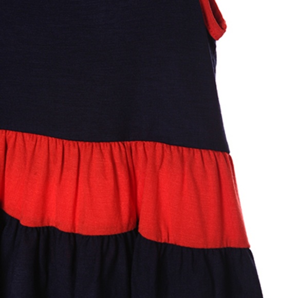 Toddler Girl's Navy Orange Ruffle Dress 2T 3T 4T - Picture 5 of 8